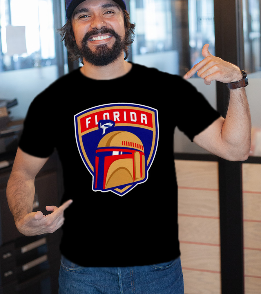 Florida Panthers Boba Fett Helmet Star Wars Collaboration T-Shirt