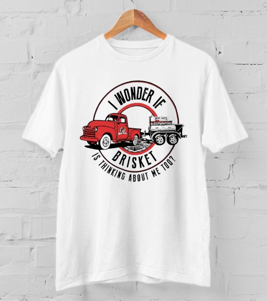 I Wonder If Brisket Is Thinking About Me Too Vintage Truck BBQ T-Shirt