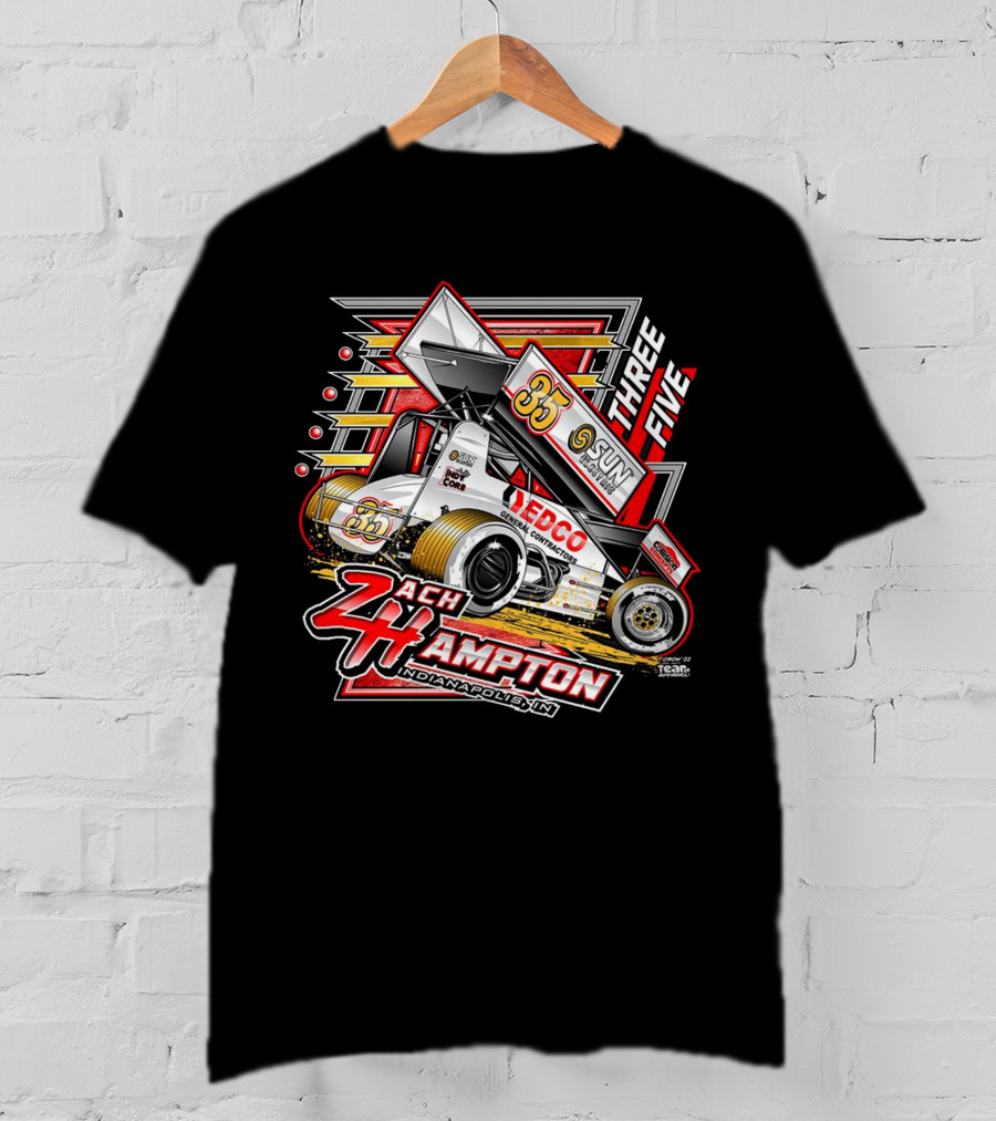 Zach Hampton Indianapolis IN Three Five 35 Sun Sprint Car Racing T-Shirt