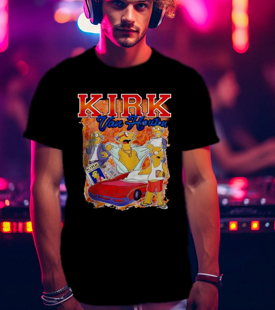 Kirk Van Houten Vintage Comic Car Flames Drink T-Shirt