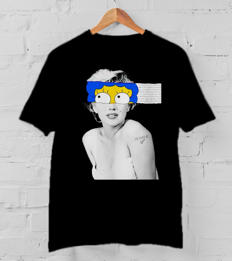 Marylin Monroe And Marge Simpson Crossover With Homer Tattoo T-Shirt