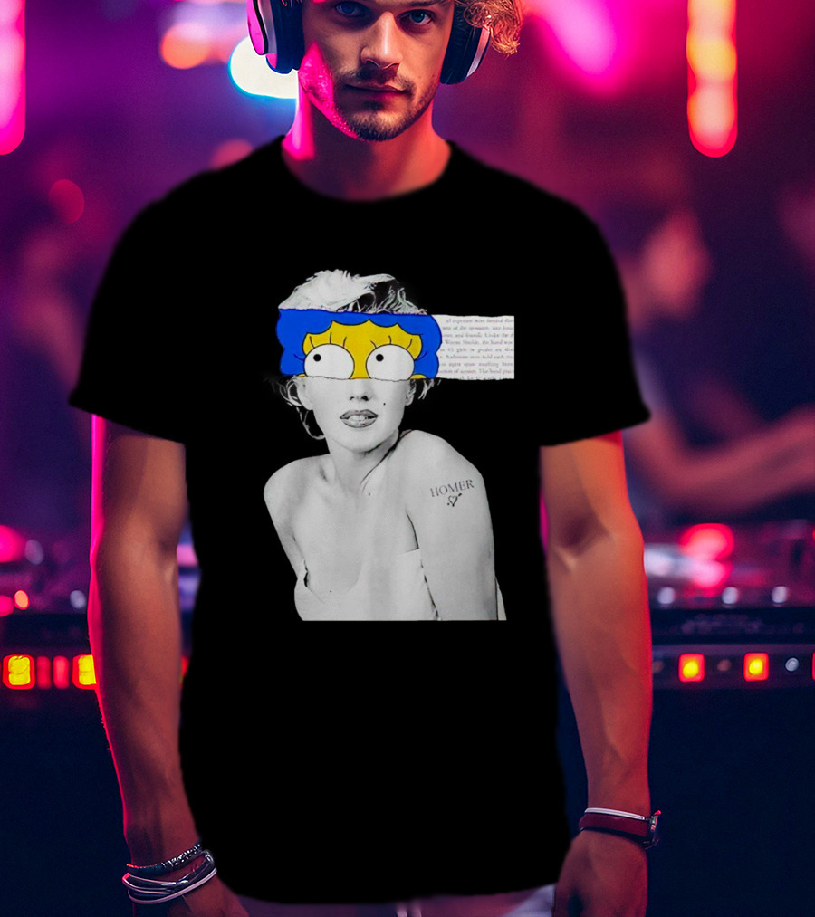 Marylin Monroe And Marge Simpson Crossover With Homer Tattoo T-Shirt