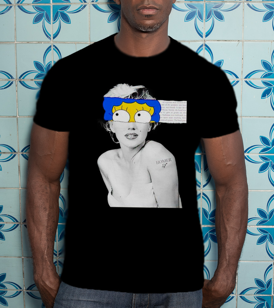 Marylin Monroe And Marge Simpson Crossover With Homer Tattoo T-Shirt
