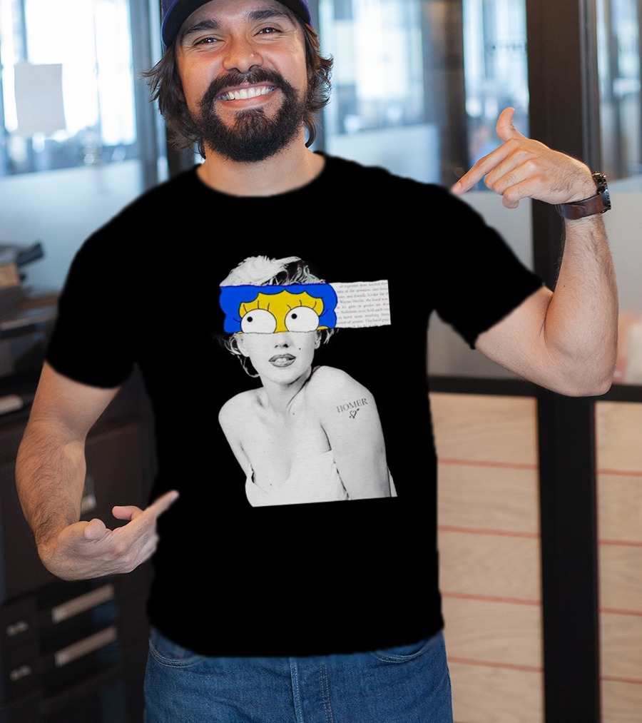 Marylin Monroe And Marge Simpson Crossover With Homer Tattoo T-Shirt
