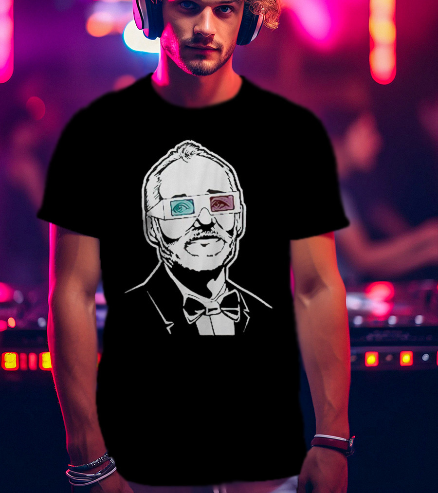 Black The Chivery Bill Murray BFM 3D Glasses T-Shirt
