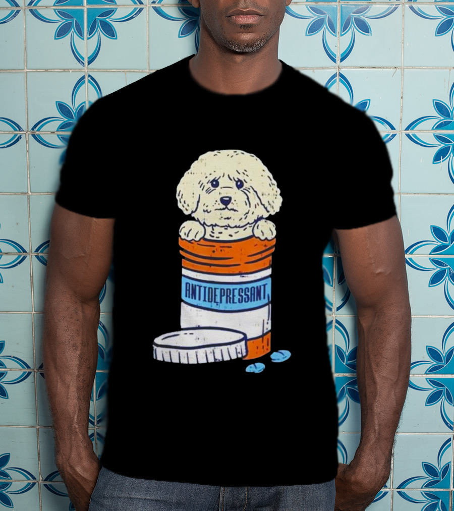 Bichons Frises Antidepressant Dog In Pill Bottle T-Shirt
