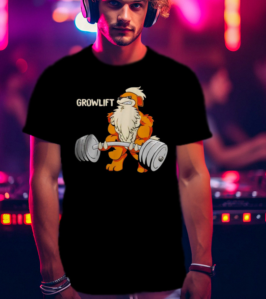 Growlift Lifting Barbell Cartoon Monster T-Shirt