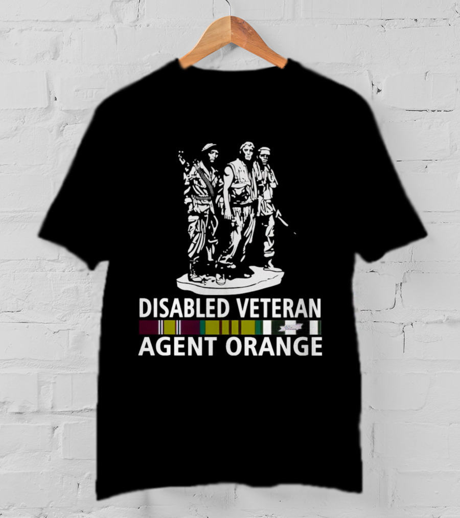Disabled Veteran Agent Orange Military Statue Ribbons T-Shirt