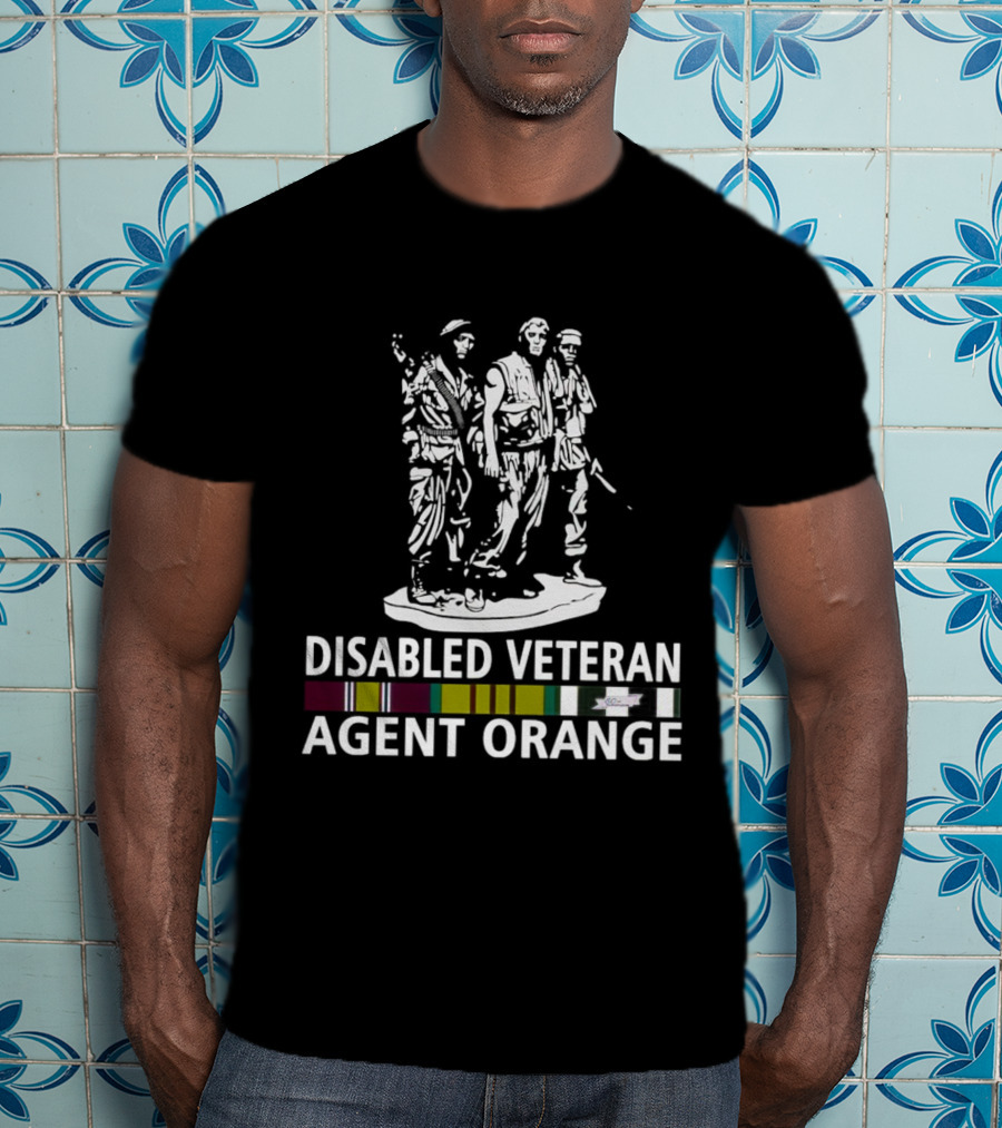 Disabled Veteran Agent Orange Military Statue Ribbons T-Shirt