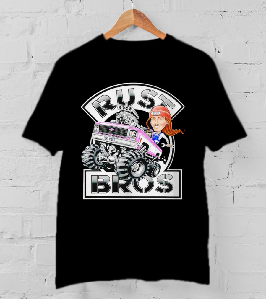Rust Bros Girl Power Monster Truck Cartoon T-Shirt