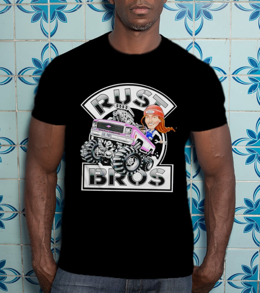 Rust Bros Girl Power Monster Truck Cartoon T-Shirt