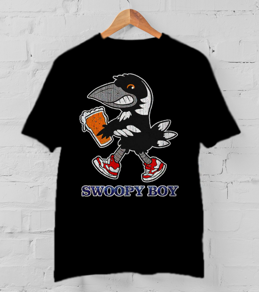 Swoopy Boy Crow With Beer And Sneakers T-Shirt