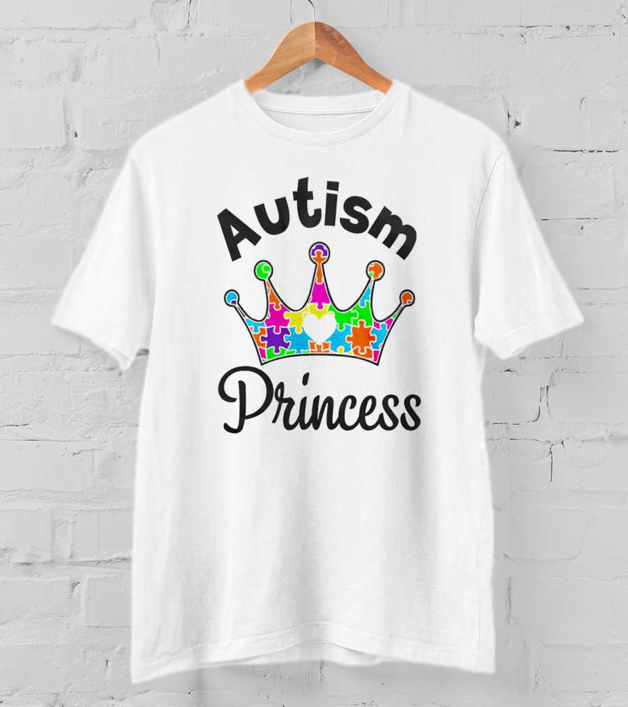 Autism Princess Colorful Puzzle Crown T-Shirt