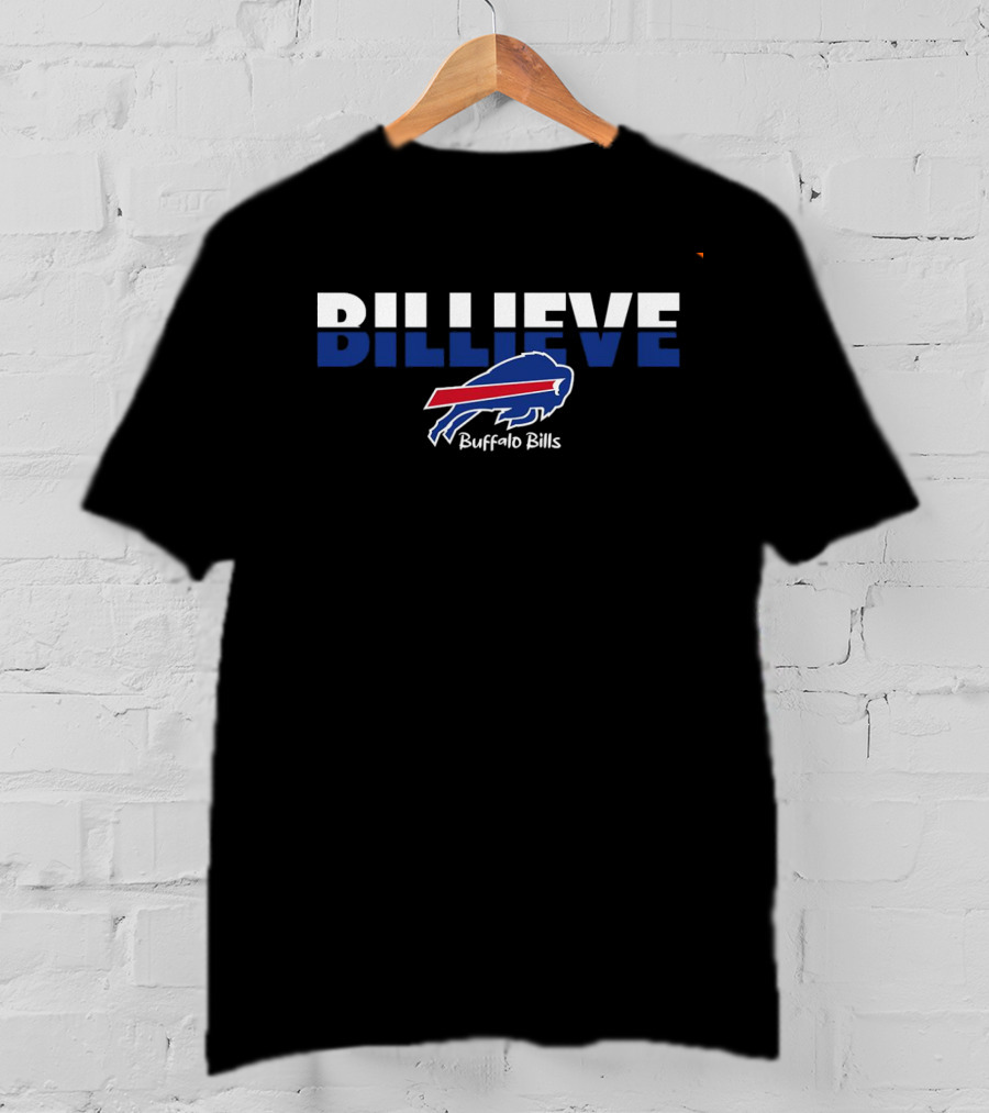 Billieve Buffalo Bills Football Fan Logo Blue Red Buffalo T-Shirt