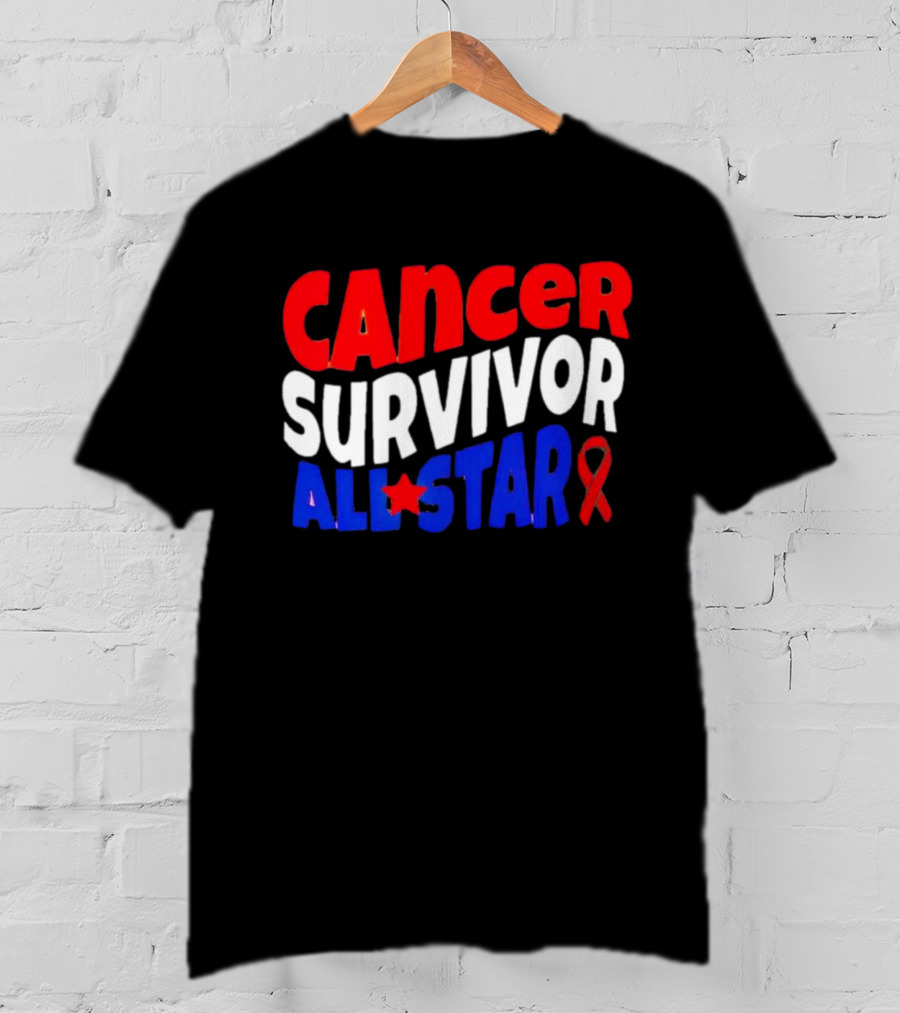 Cancer Survivor All Star Red White Blue T-Shirt