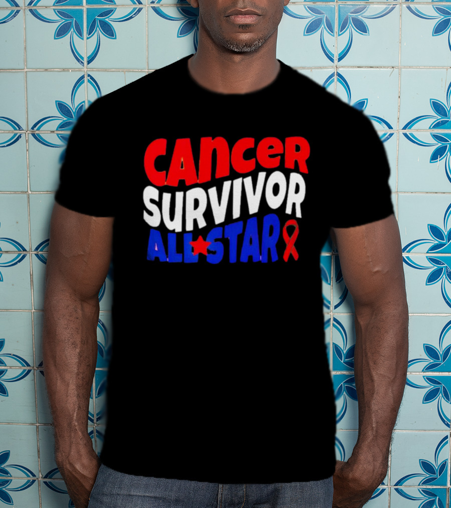 Cancer Survivor All Star Red White Blue T-Shirt