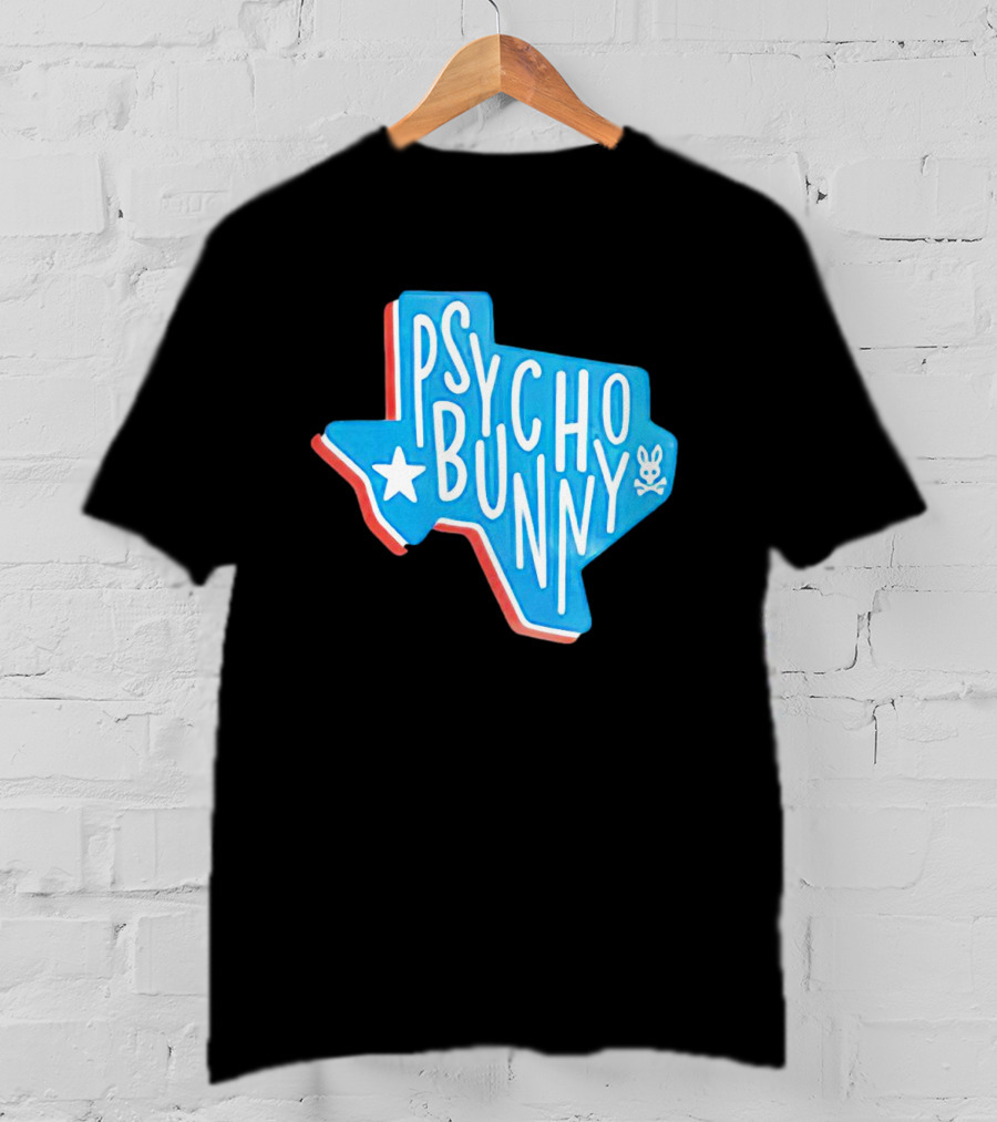 Psycho Bunny Texas State Blue Red Star Skull T-Shirt