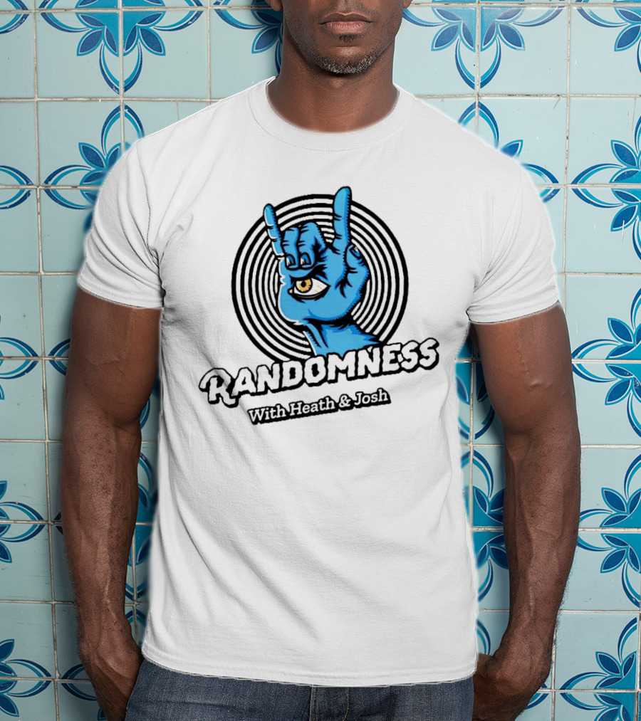 Randomness With Heath And Josh Blue Hand Eye Rock Gesture T-Shirt