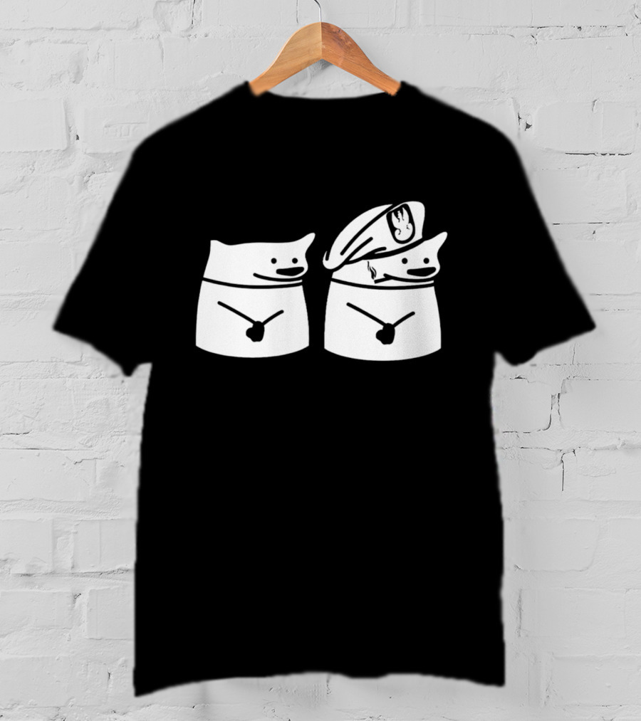Fella Sock Whimsical Character Duo With Captain Hat T-Shirt