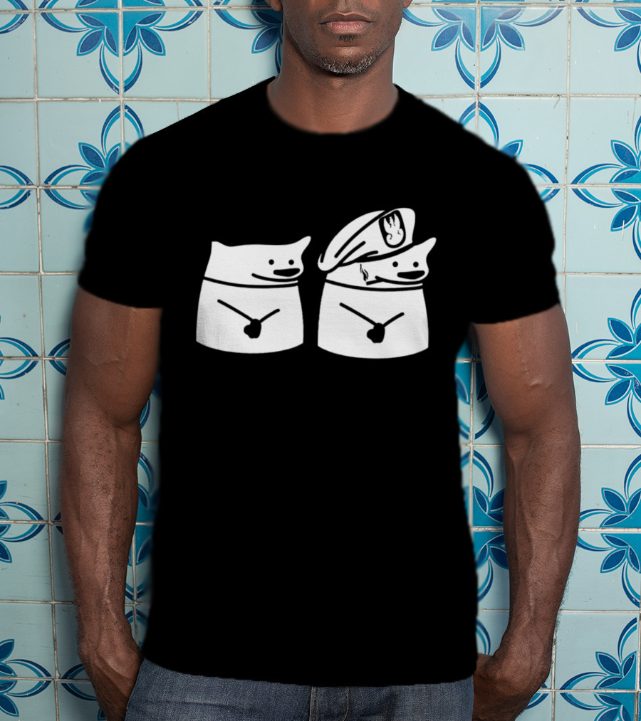 Fella Sock Whimsical Character Duo With Captain Hat T-Shirt