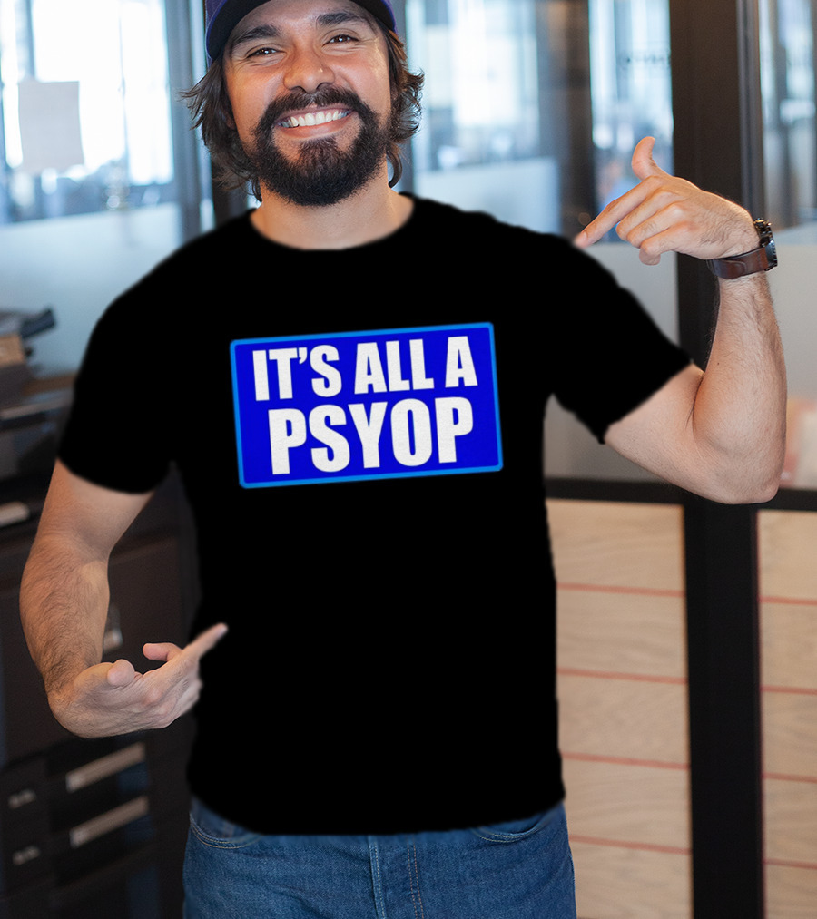 IT'S ALL A PSYOP Blue Rectangle T-Shirt