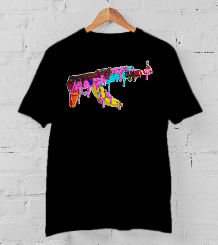 Ice Cream AK-47 Dripping Treats Colorful T-Shirt