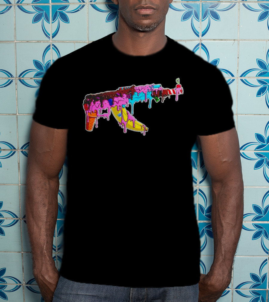 Ice Cream AK-47 Dripping Treats Colorful T-Shirt