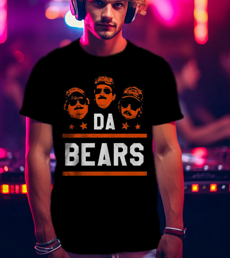 DA BEARS Chicago Sports Icons Orange Stars T-Shirt