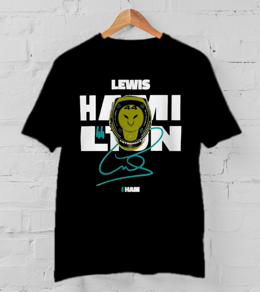 Lewis Hamilton 44 Monster Petronas Helmet Ham Signature T-Shirt