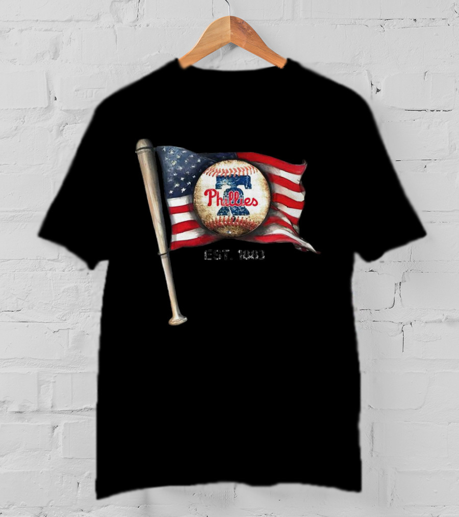 Phillies Est. 1883 American Flag Baseball Bat T-Shirt