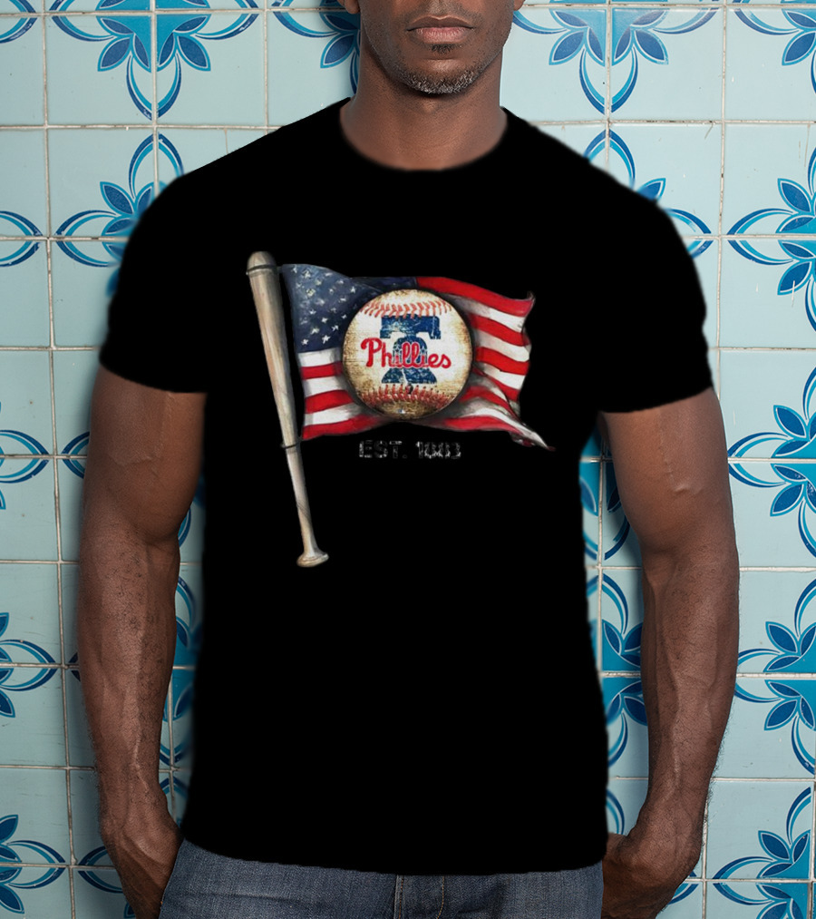 Phillies Est. 1883 American Flag Baseball Bat T-Shirt