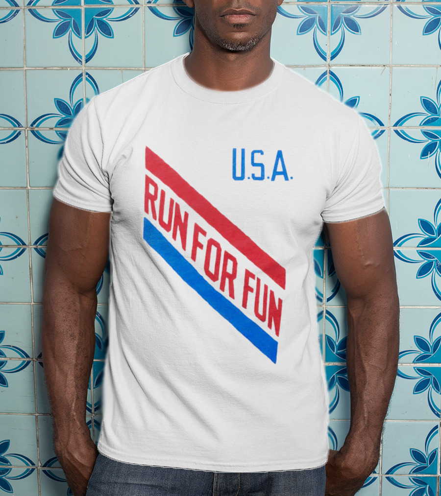 U.S.A. Red And Blue Run For Fun T-Shirt