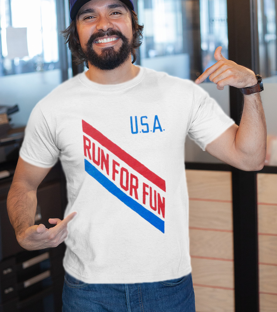 U.S.A. Red And Blue Run For Fun T-Shirt