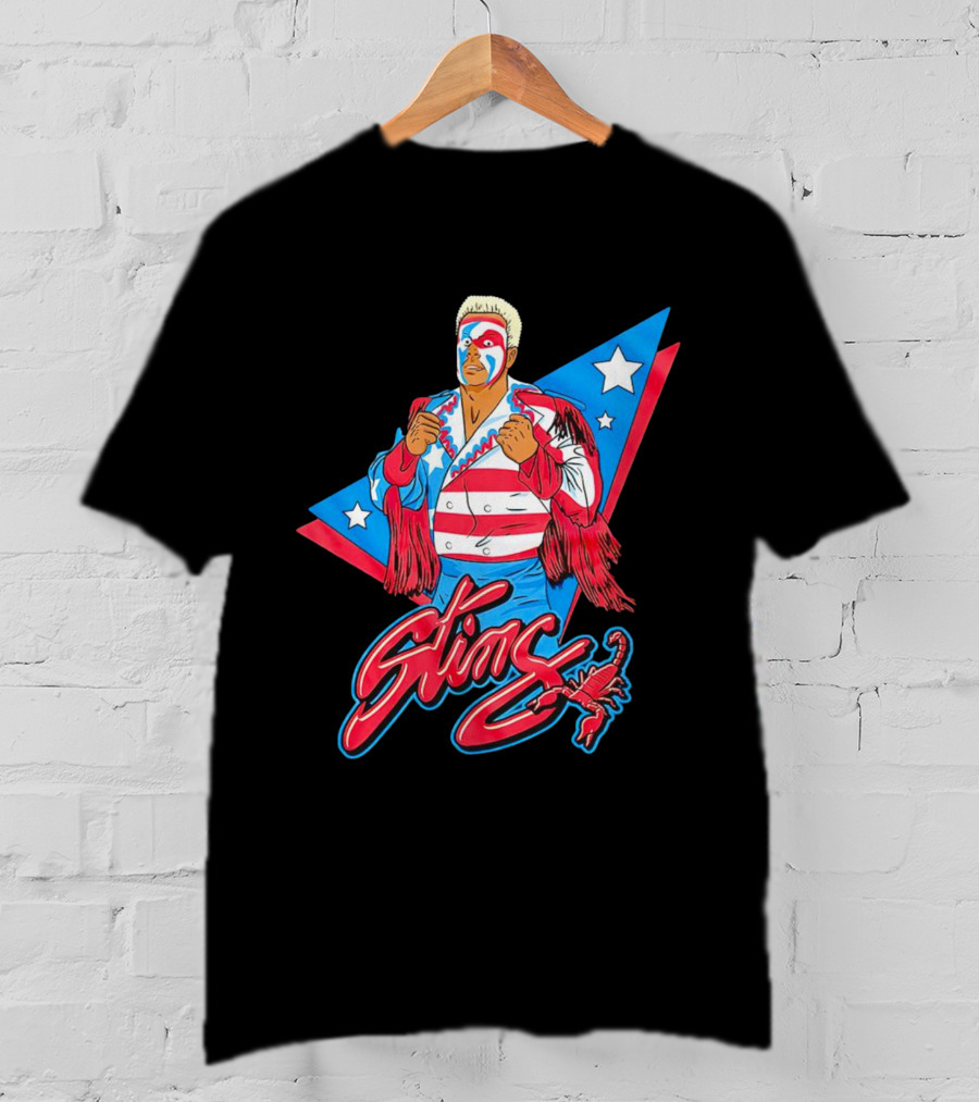 Sting USA Flag Wrestling Icon Scorpion Stars Stripes Retro Vibe T-Shirt