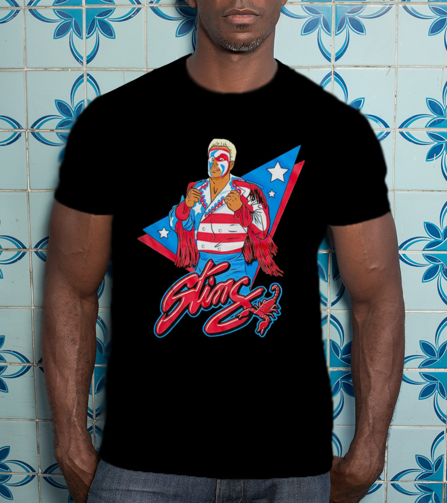Sting USA Flag Wrestling Icon Scorpion Stars Stripes Retro Vibe T-Shirt