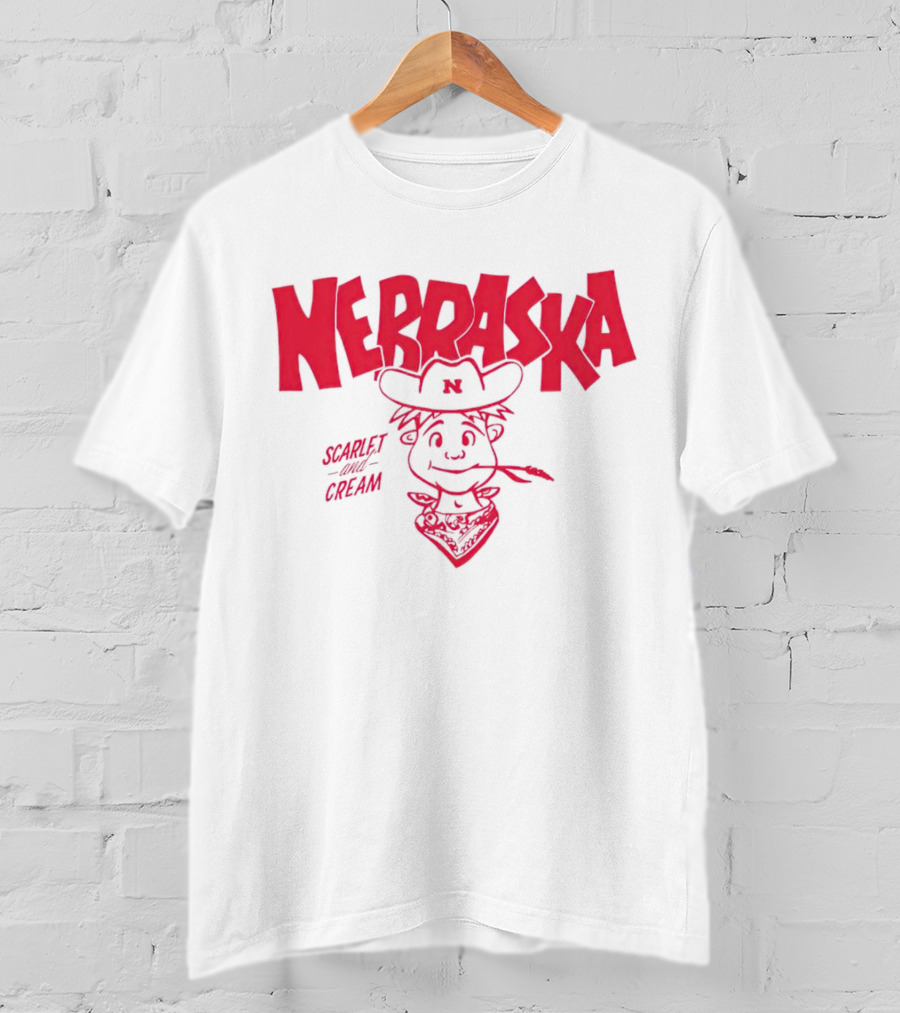 Nebraska Scarlet And Cream Herbie Husker Character T-Shirt