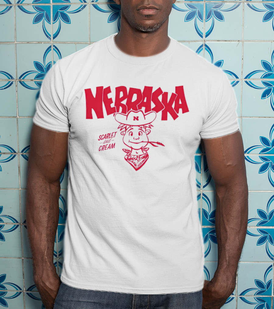 Nebraska Scarlet And Cream Herbie Husker Character T-Shirt