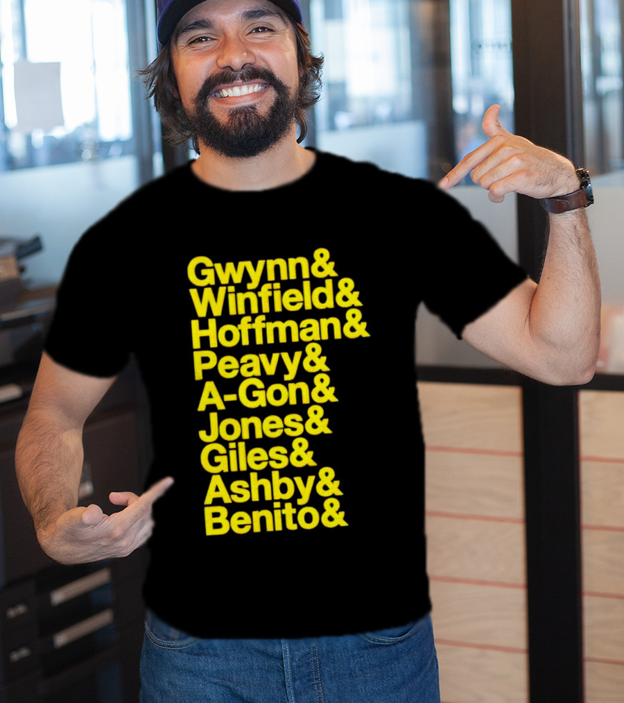 San Diego Baseball Gwynn Winfield Hoffman Peavy A-Gon Jones Giles Ashby Benito T-Shirt
