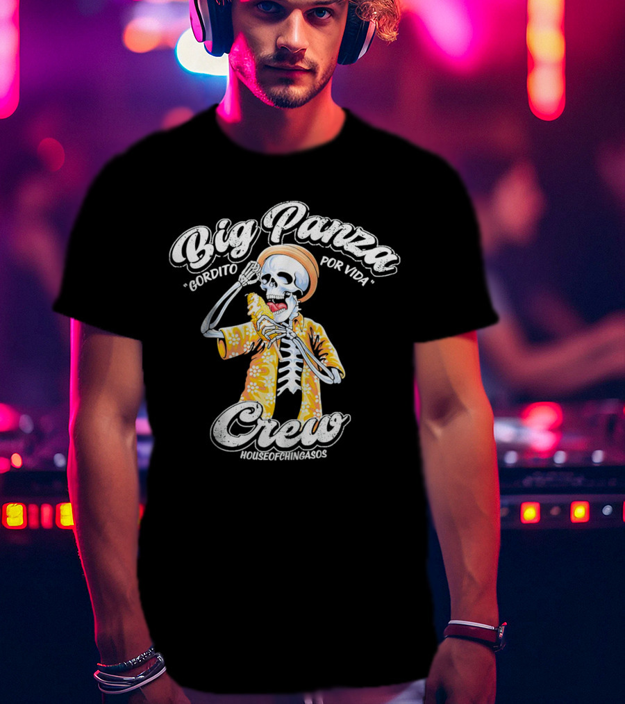 Big Panza Crew Gordito Por Vida House Of Chingasos Skeleton In Hawaiian T-Shirt