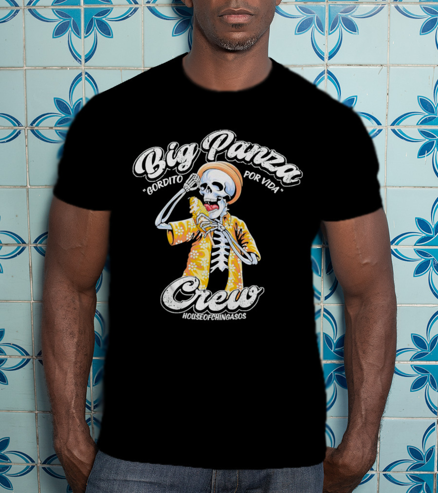 Big Panza Crew Gordito Por Vida House Of Chingasos Skeleton In Hawaiian T-Shirt