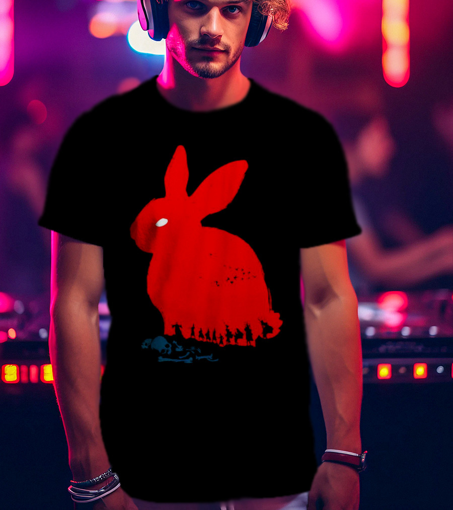 Death Awaits Red Rabbit Skull T-Shirt