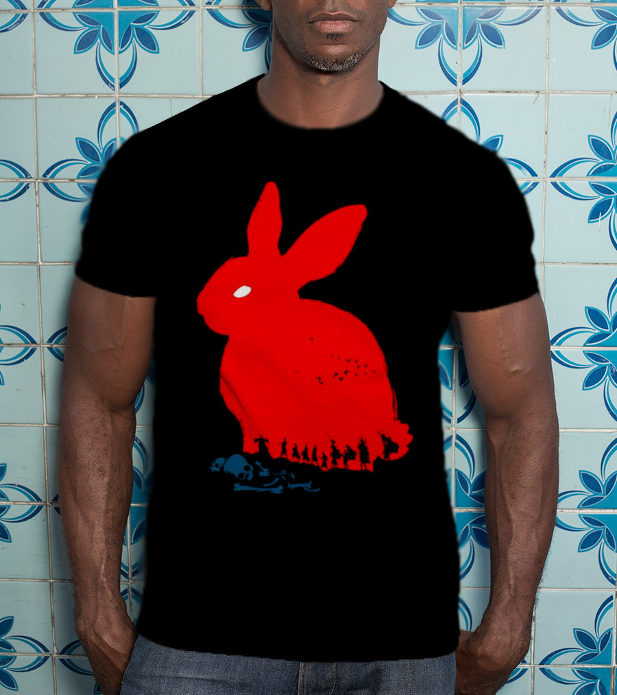 Death Awaits Red Rabbit Skull T-Shirt