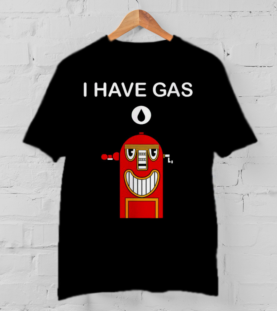 I Have Gas Nerd Geek Smiling Red Gas Pump T-Shirt