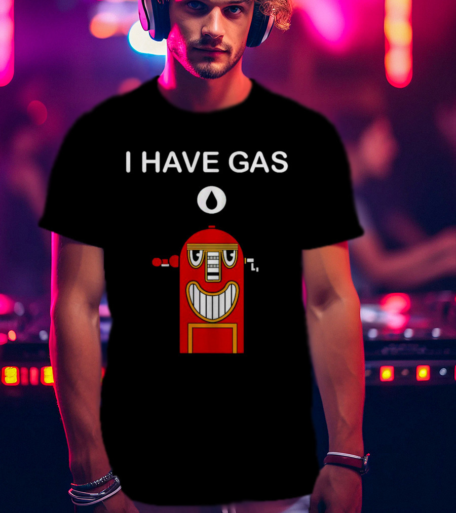 I Have Gas Nerd Geek Smiling Red Gas Pump T-Shirt