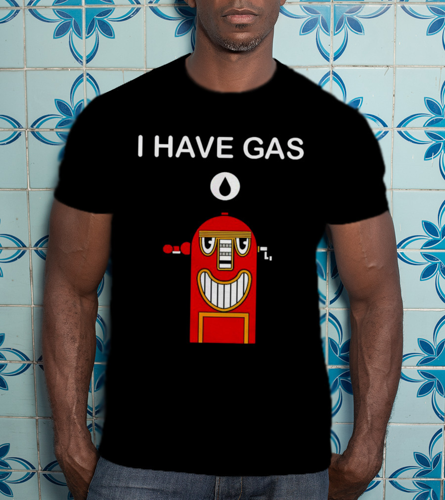 I Have Gas Nerd Geek Smiling Red Gas Pump T-Shirt