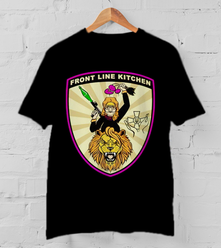 Front Line Kitchen Warrior With Viking Helmet And Lion Emblem T-Shirt