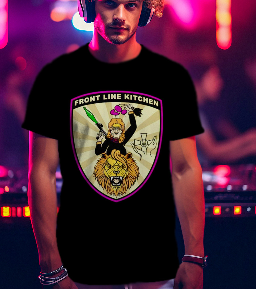 Front Line Kitchen Warrior With Viking Helmet And Lion Emblem T-Shirt