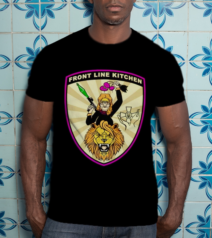 Front Line Kitchen Warrior With Viking Helmet And Lion Emblem T-Shirt