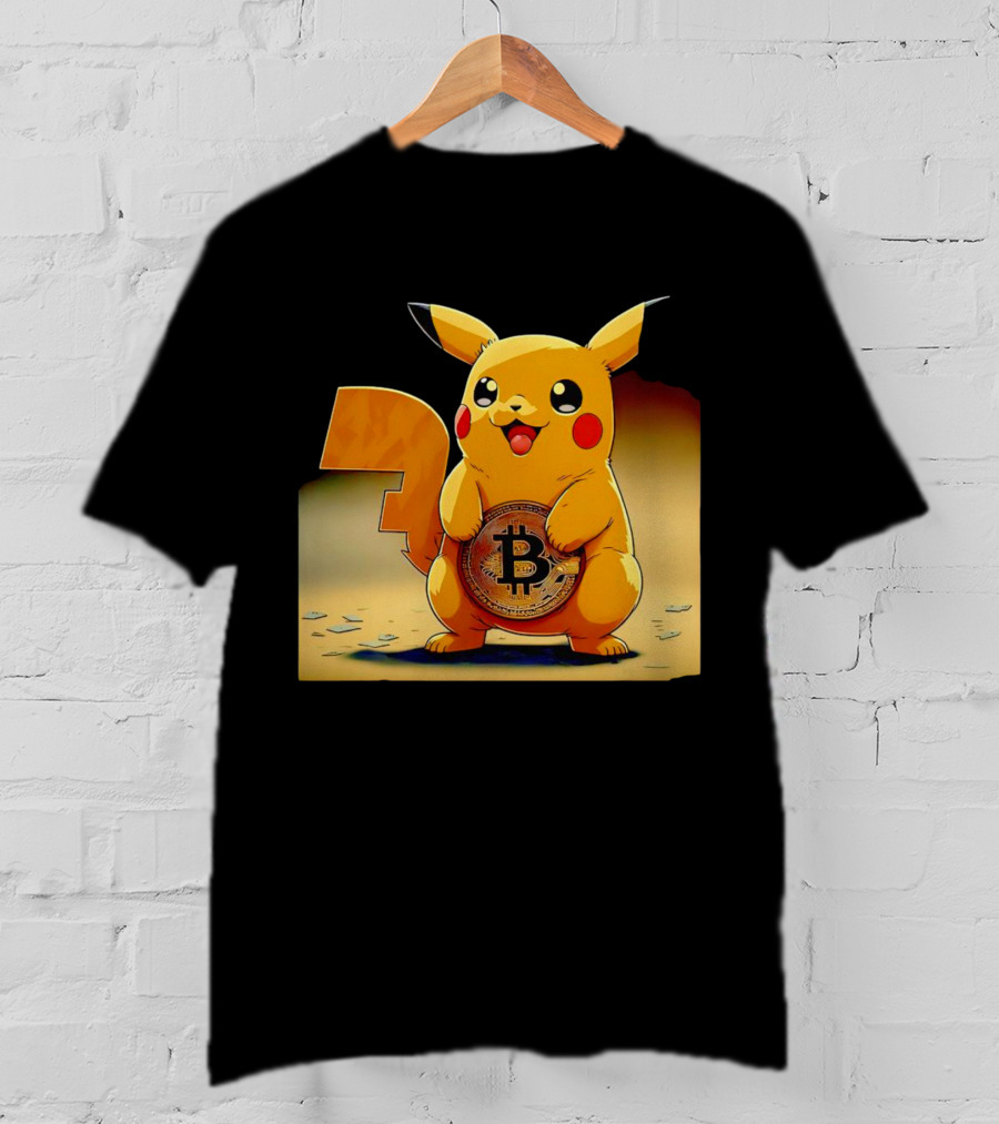 Pikacoin Bitcoin Pikachu Holding Cryptocurrency Coin T-Shirt