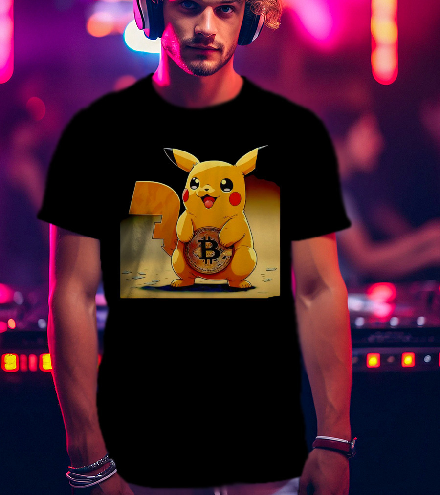Pikacoin Bitcoin Pikachu Holding Cryptocurrency Coin T-Shirt